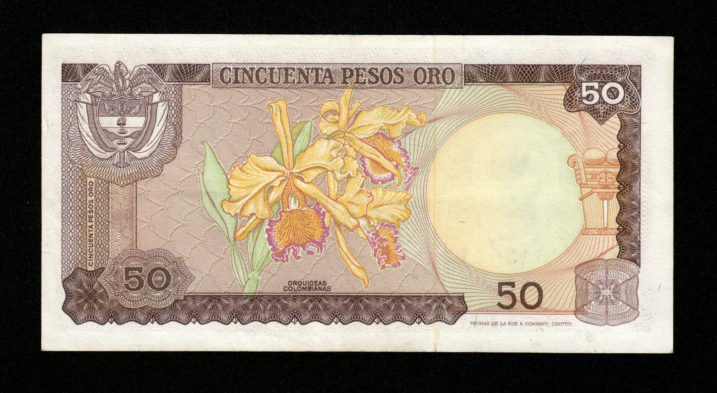 COLOMBIE - 50 Pesos Oro 1974 Pick 414 SUP / XF