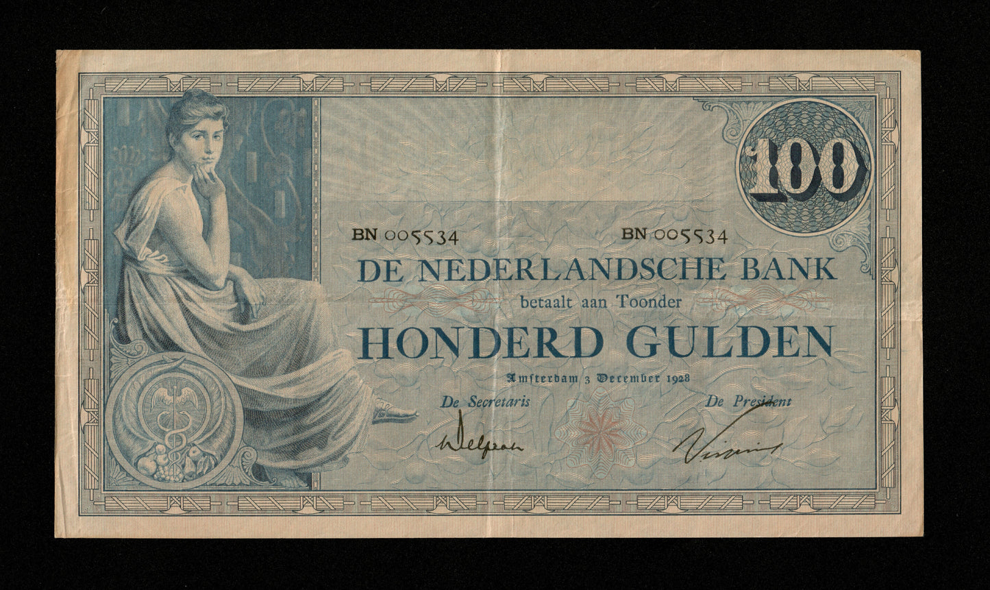 PAYS-BAS - 100 Gulden 1928 Pick 39d TTB / VF