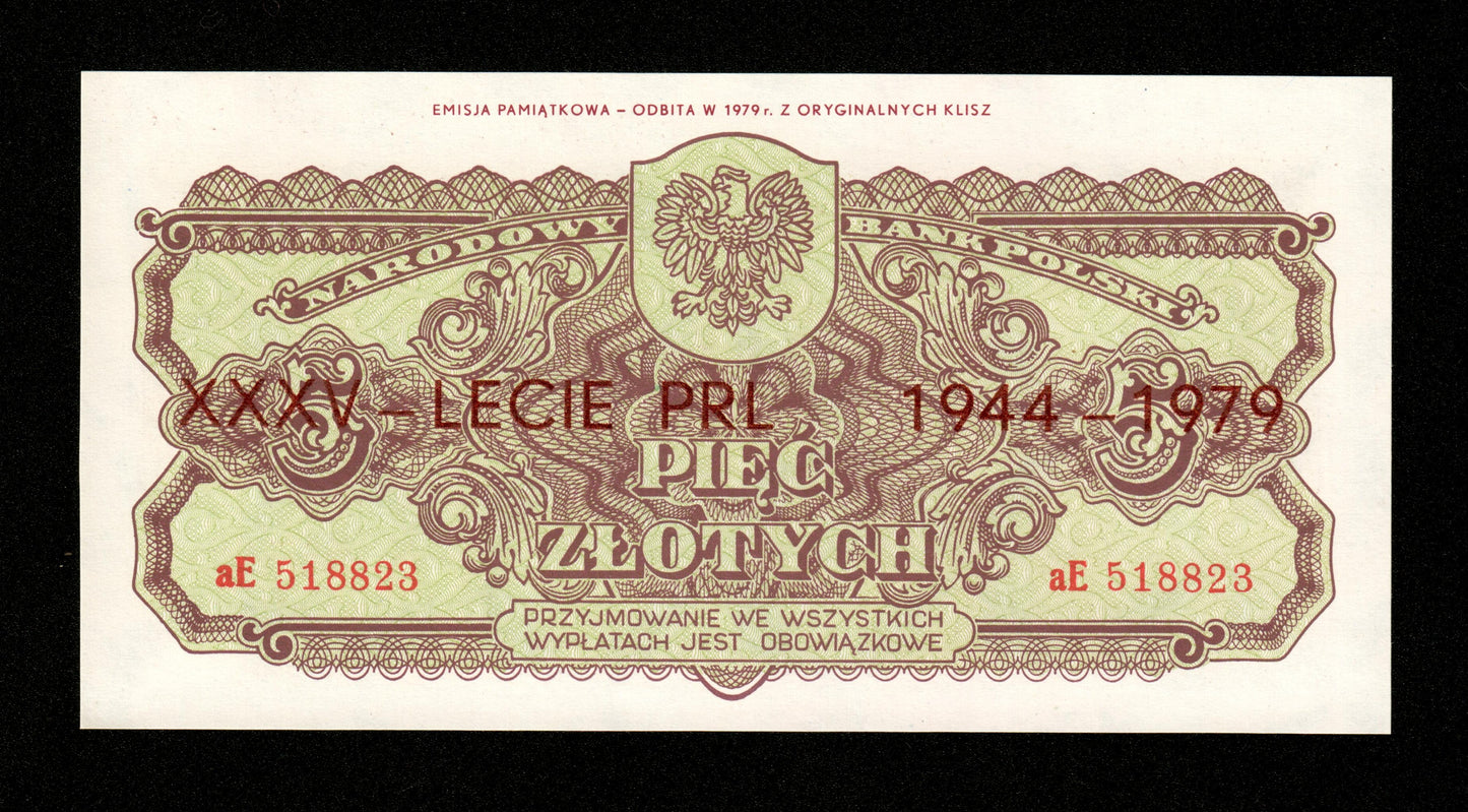 POLOGNE - 5 Zlotych 1944 1979 Pick 109d NEUF / UNC