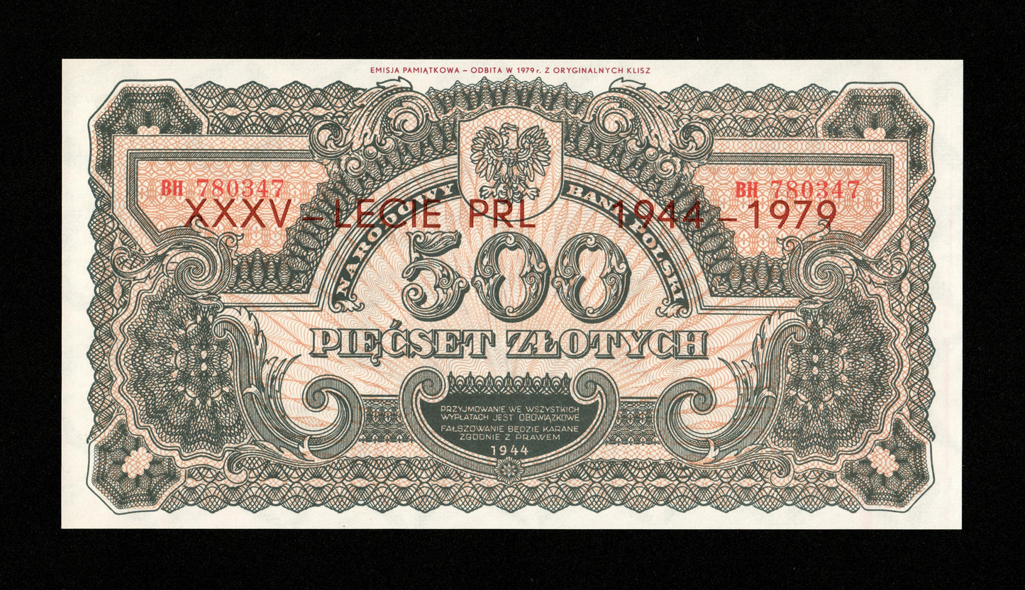POLOGNE - 500 Zlotych 1944 1979 Pick 119d NEUF / UNC