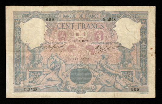 FRANCE - 100 Francs Bleu et Rose 1902 F.21.16, Pick 65c pr.TB / Fine-