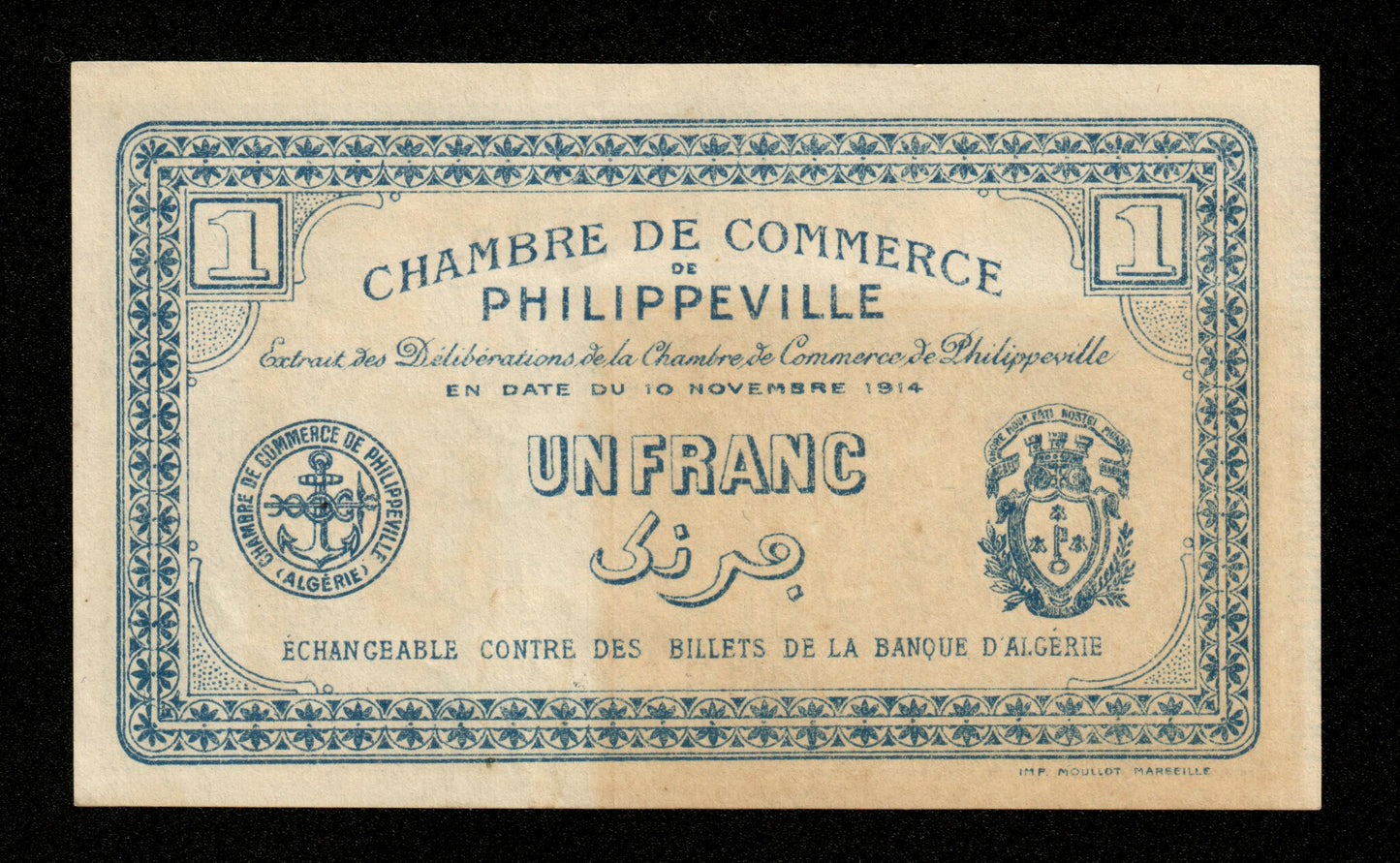 ALGÉRIE - ALGERIA - Chambre de Commerce Philippeville, 1 Franc 1914 JP.142.04 SPL / AU