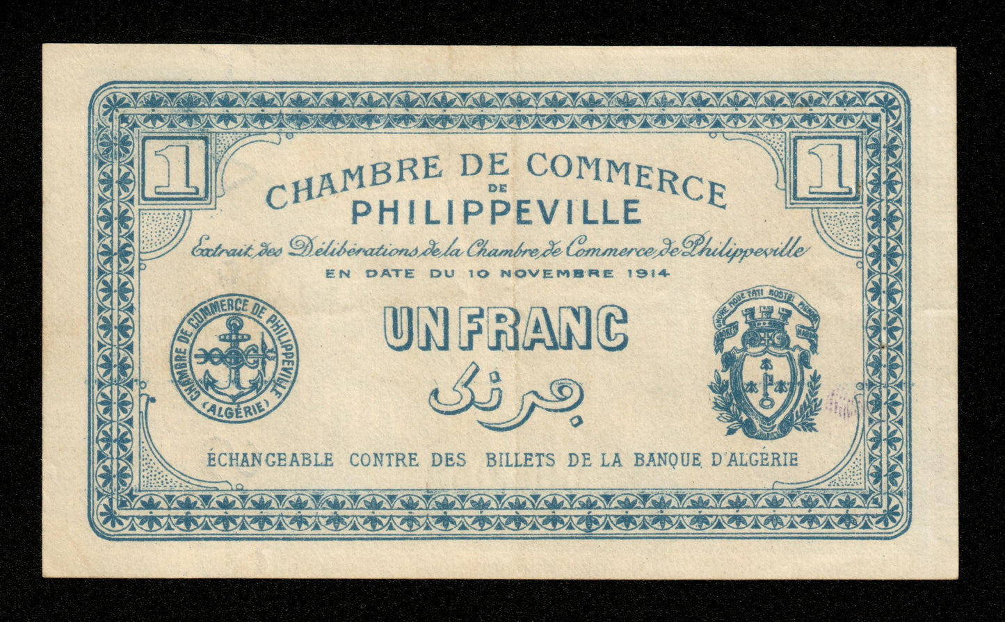 ALGÉRIE - ALGERIA - Chambre de Commerce Philippeville, 1 Franc 1914 JP.142.06 SUP+ / XF+