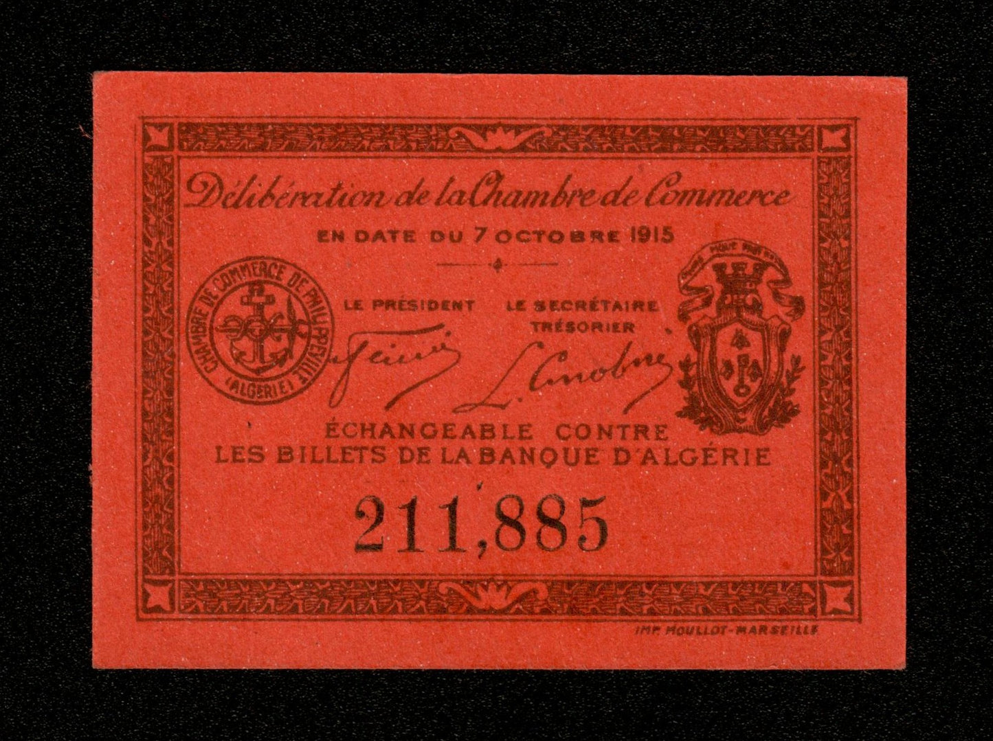 ALGÉRIE - ALGERIA - Chambre de Commerce Philippeville, 5 Centimes (0,05 Francs) 1915 JP.142.12 NEUF / UNC