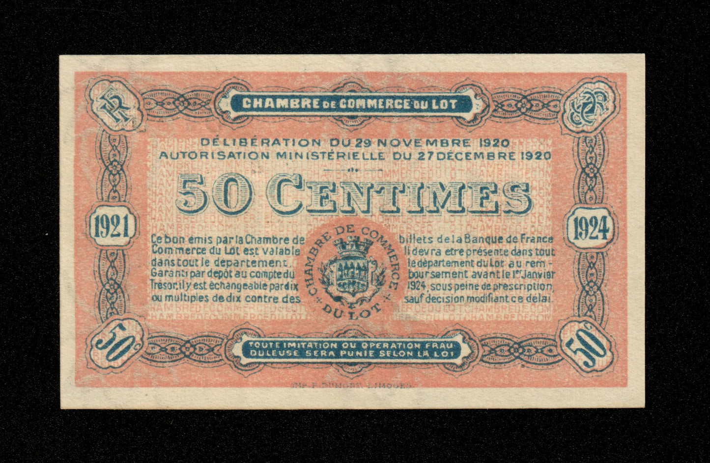 FRANCE - Chambre de Commerce du Lot, Cahors 50 Centimes 1920 JP.35.25 SPL+ / AU+