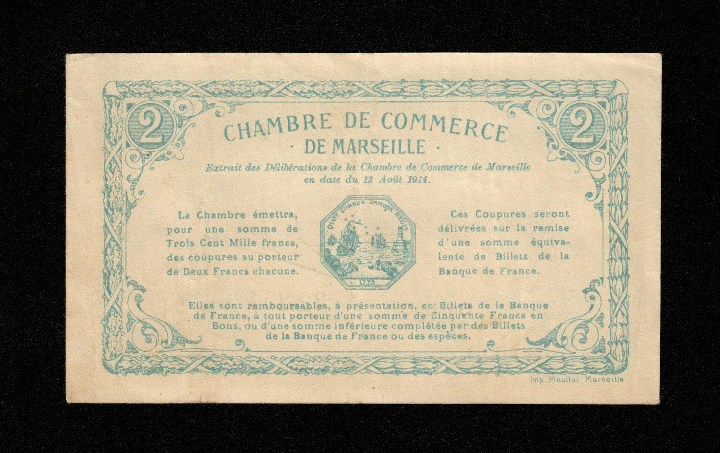 FRANCE - Chambre de Commerce de Marseille 2 Francs 1914 JP.79.18 TTB+ / VF+