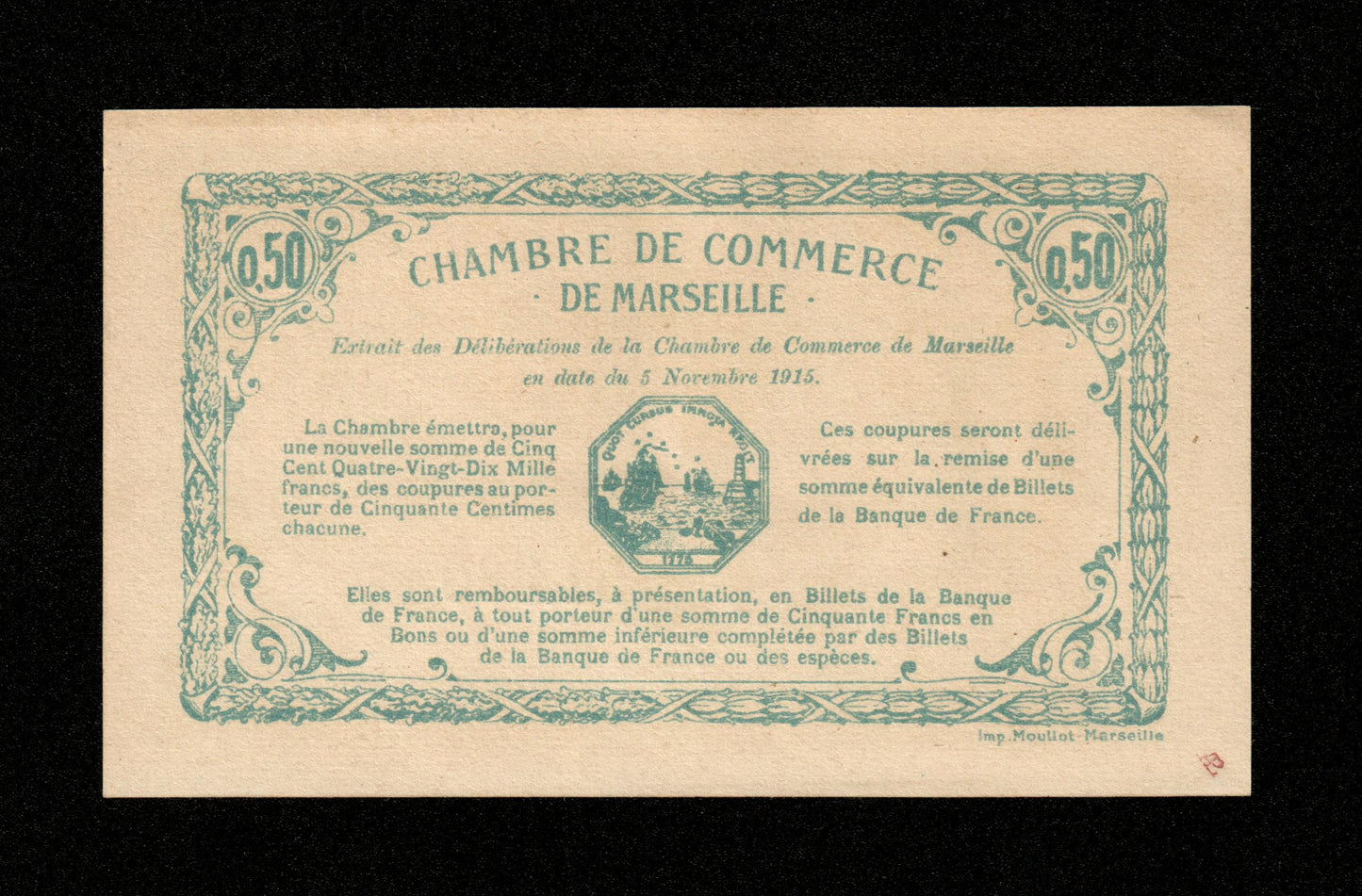 FRANCE - Chambre de Commerce de Marseille 50 Centimes 1915 JP.79.56 SUP+ / XF+