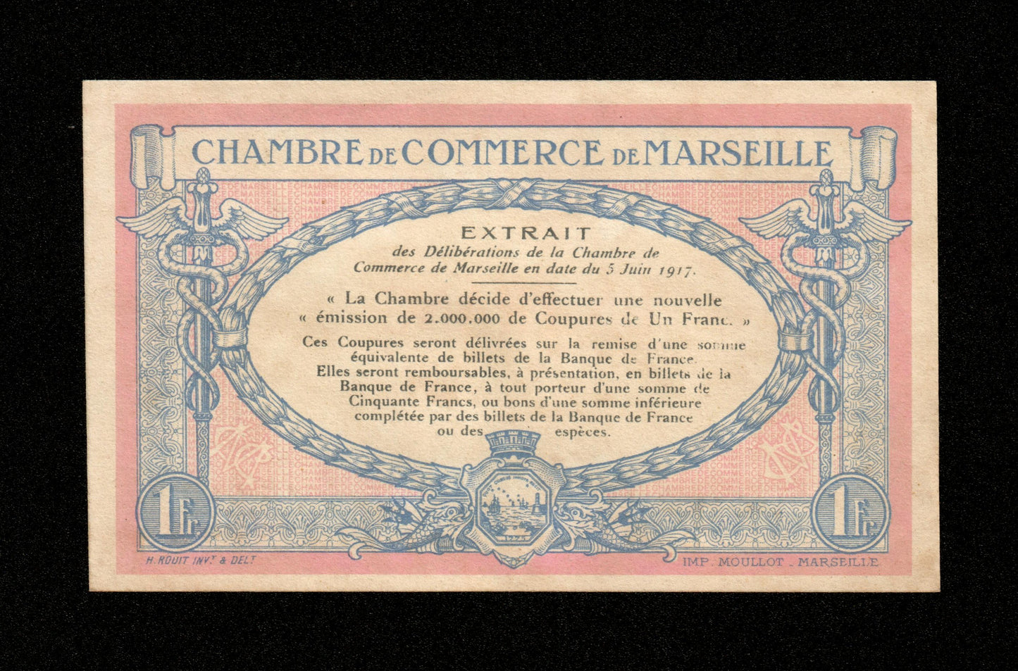 FRANCE - Chambre de Commerce de Marseille 1 Franc 1917 JP.79.64 SUP / XF