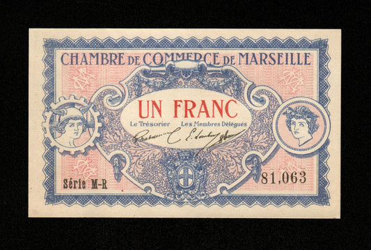 FRANCE - Chambre de Commerce de Marseille 1 Franc 1917 JP.79.70 SUP+ / XF+