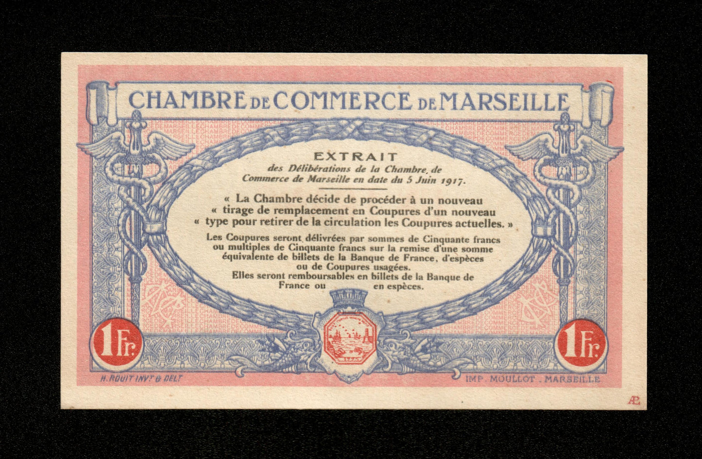 FRANCE - Chambre de Commerce de Marseille 1 Franc 1917 JP.79.70 SUP+ / XF+