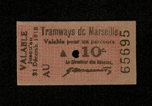 FRANCE - Nécessité, Ticket Tramway Marseille 10 Centimes 1918 SPL / AU