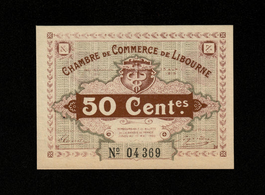 FRANCE - Chambre de Commerce de Libourne 50 Centimes 1915 JP.72.01 SPL / AU