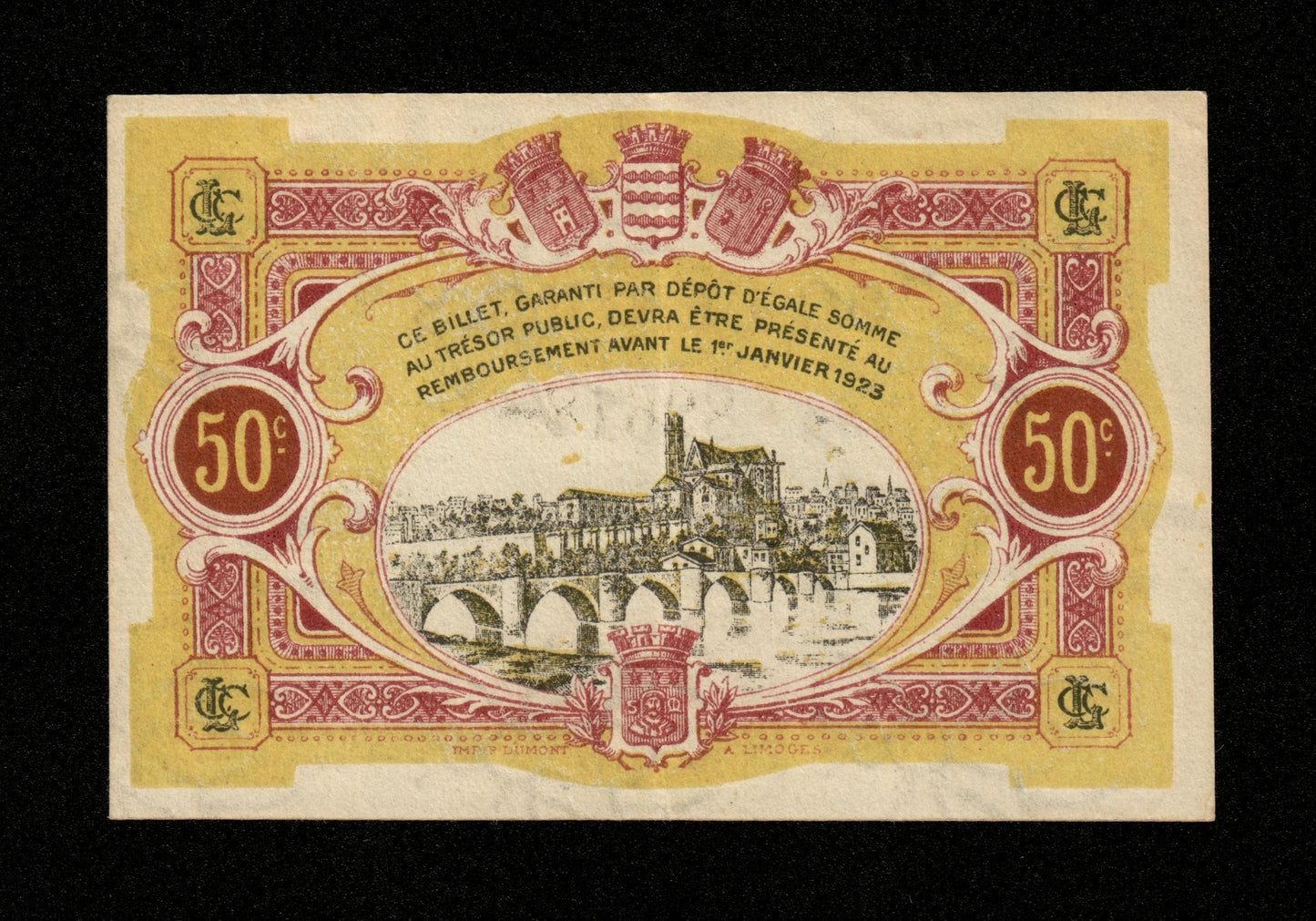 FRANCE - Chambre de Commerce de Limoges 50 Centimes 1923 JP.73.23 TTB / VF