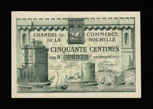 FRANCE - Chambre de Commerce de La Rochelle 50 Centimes 1915 JP.66.01 SPL / AU