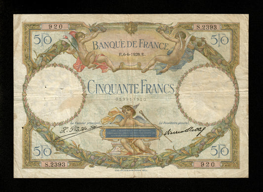 FRANCE - 50 Francs Merson 1928 F.15.02 Pick 77a TB / Fine