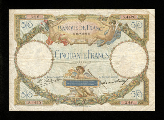 FRANCE - 50 Francs Merson 1929 F.15.03 Pick 77a TB / Fine