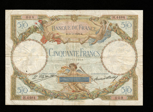 FRANCE - 50 Francs Merson 1929 F.15.03 Pick 77a TB / Fine