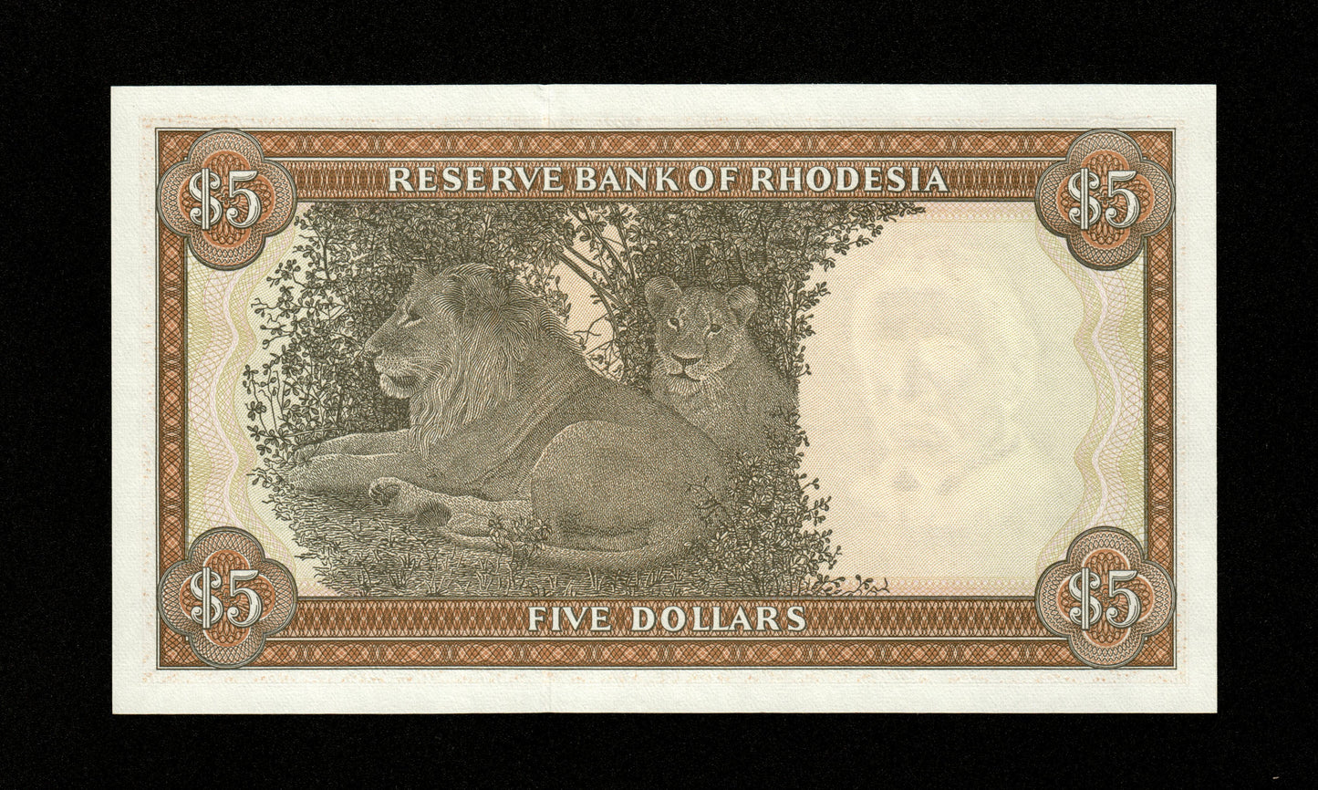 RHODÉSIE - RHODESIA - 5 Dollars 1976 Pick 36a NEUF / UNC