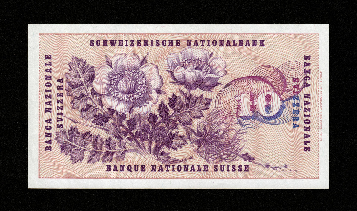 SUISSE - SWITZERLAND - 10 Francs (Franken) 1968 Pick 45n SPL /AU