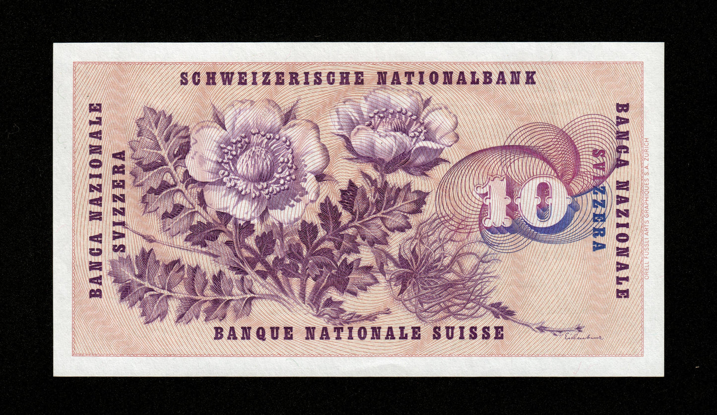 SUISSE - SWITZERLAND - 10 Francs (Franken) 1969 Pick 45o SPL+ /AU+