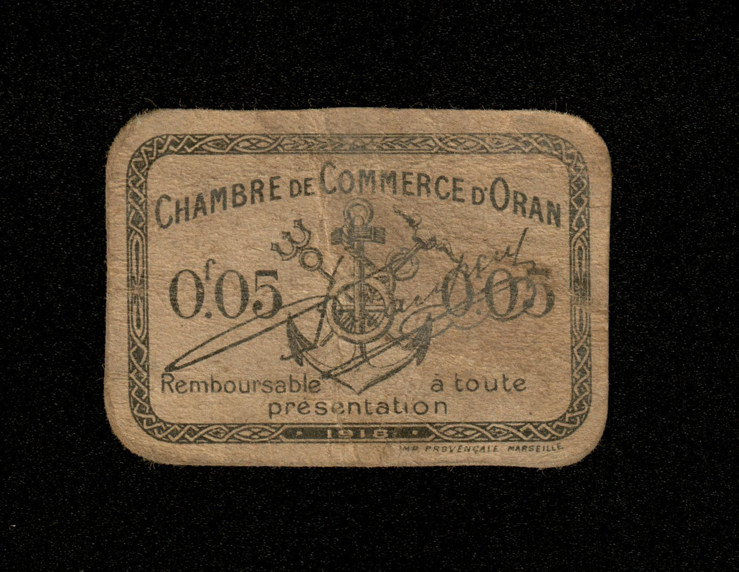 ALGÉRIE - ALGERIA - Chambre de Commerce Oran, 5 Centimes 1918 JP.141.52 TB / Fine