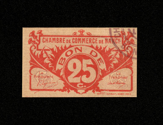 FRANCE - Chambre de Commerce de Nancy, 25 Centimes (1918) JP.87.67 SPL / AU