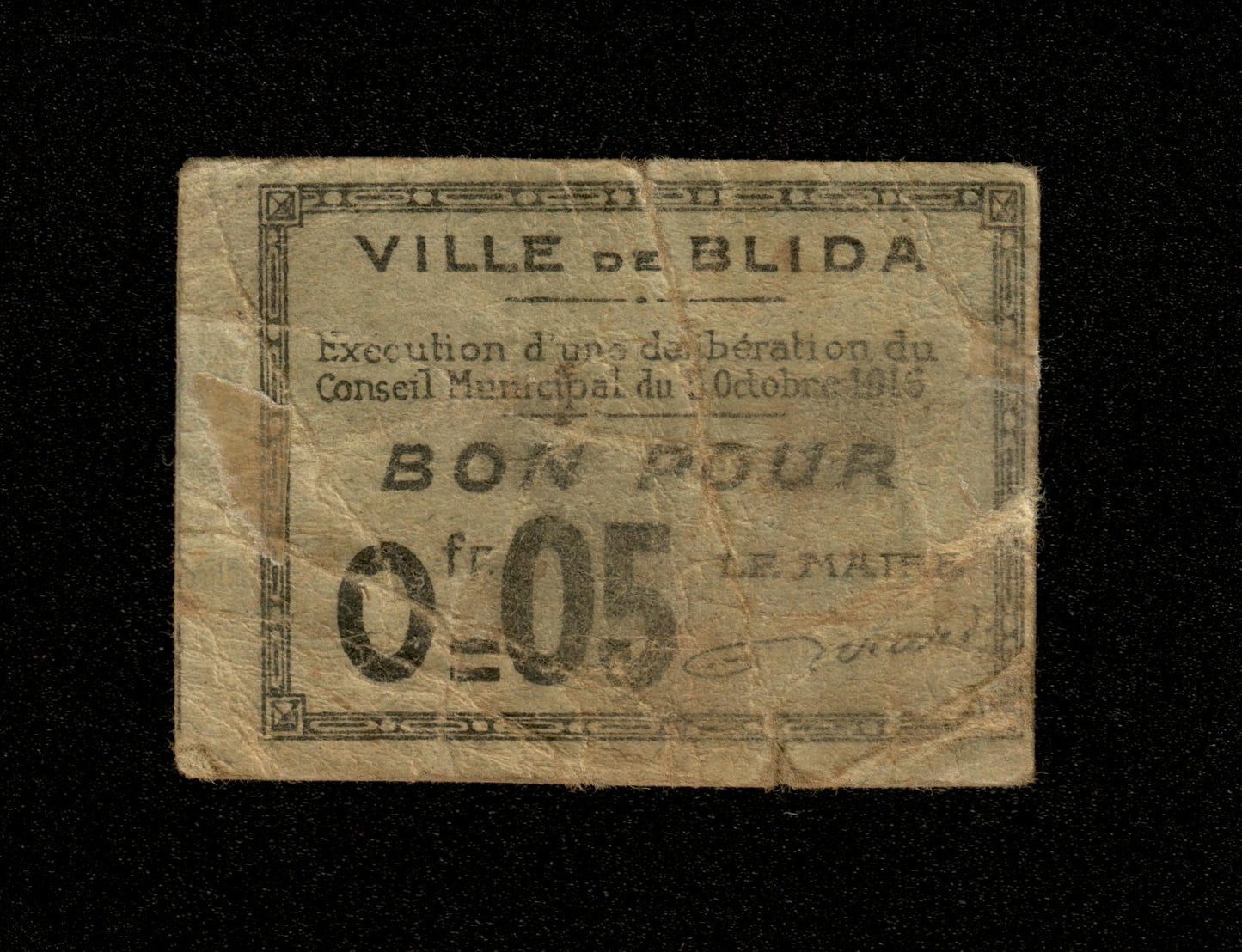 ALGÉRIE - ALGERIA - Ville de Blida, 5 Centimes 1916 TB / Fine