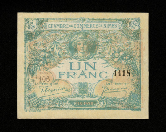 FRANCE - Chambre de Commerce de Nîmes, 1 Franc 1915 JP.92.11 SUP / XF