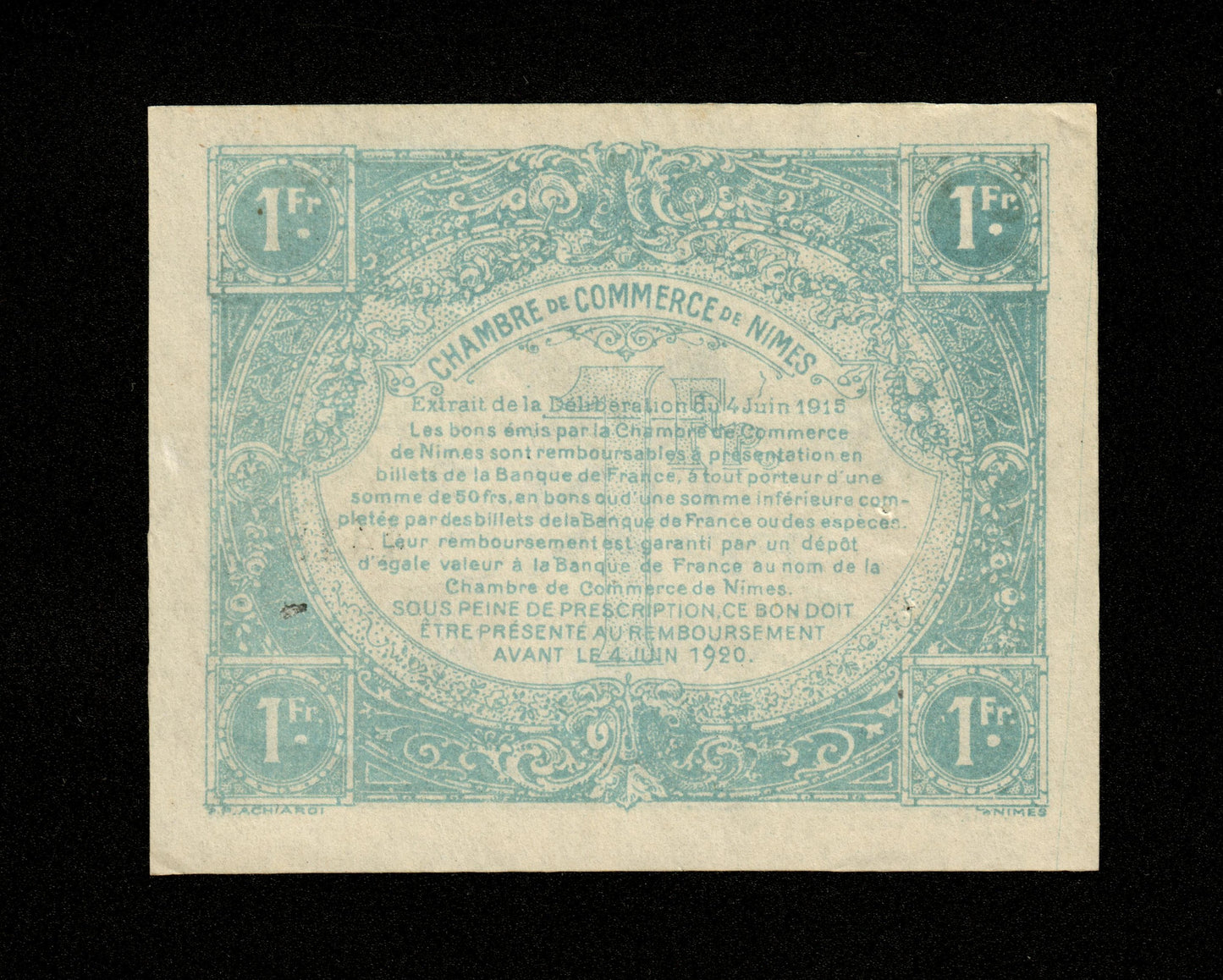FRANCE - Chambre de Commerce de Nîmes, 1 Franc 1915 JP.92.11 SUP / XF