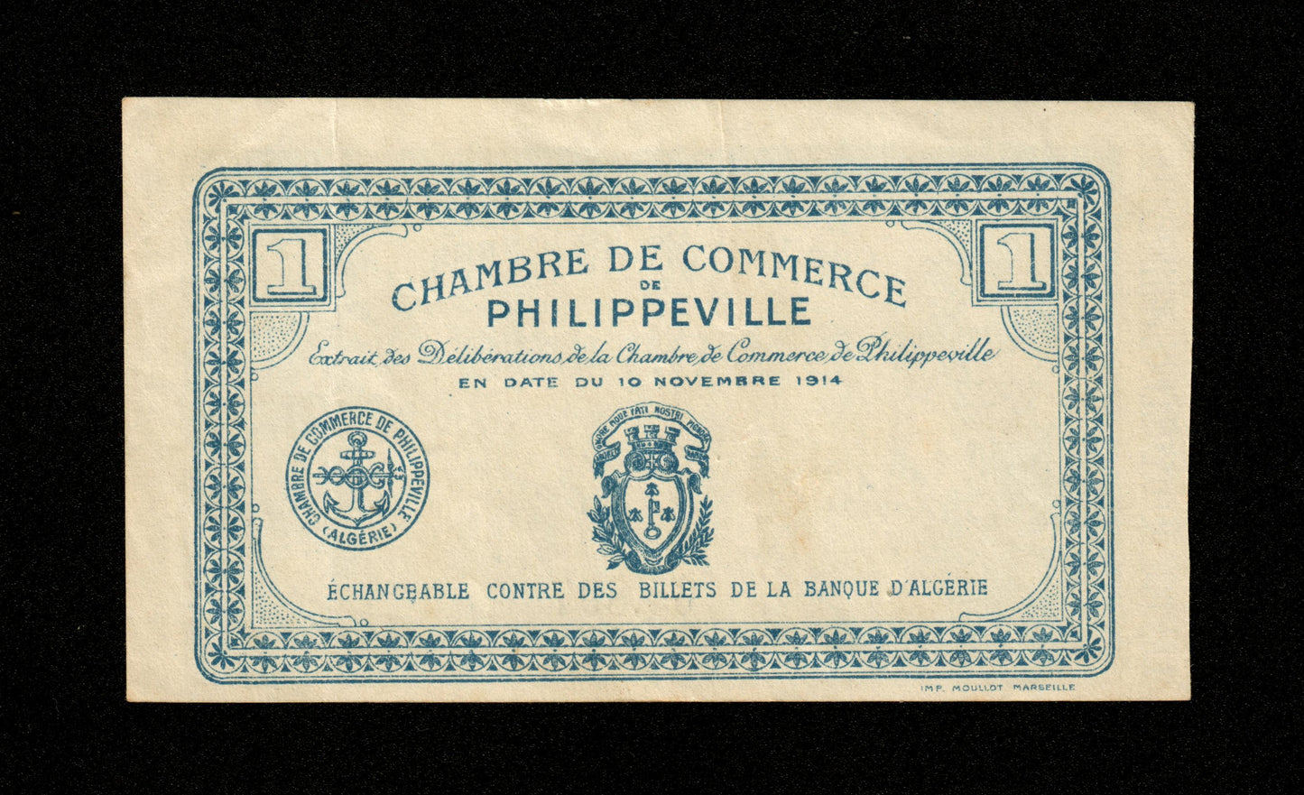 ALGÉRIE - ALGERIA - Chambre de Commerce Philippeville, 1 Franc 1914 JP.142.02 TTB+ / VF+