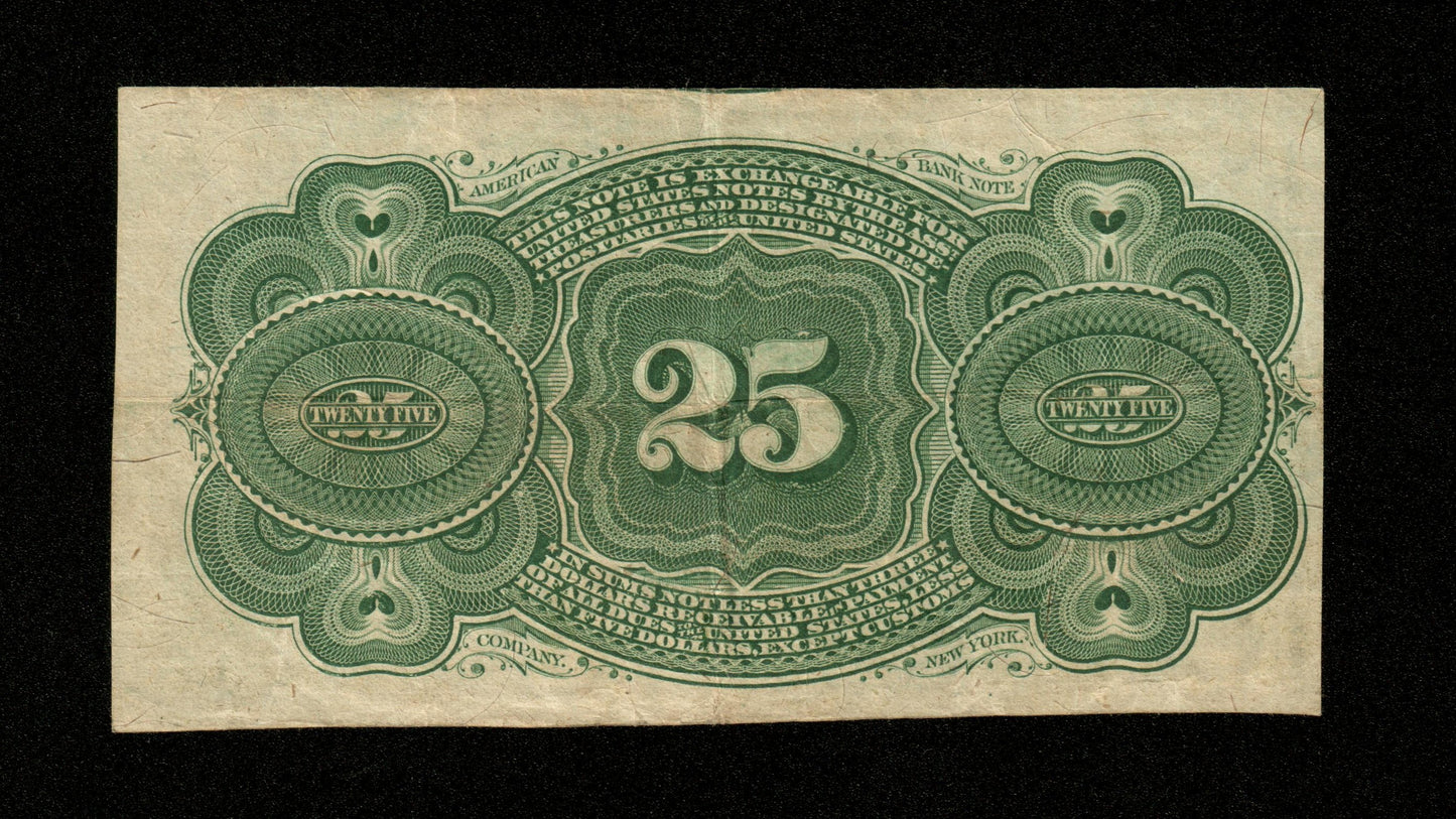ÉTATS UNIS - USA - Fractional Currency, 25 Cents 1863 Pick 118a FR1301 Fourth Issue TTB / VF