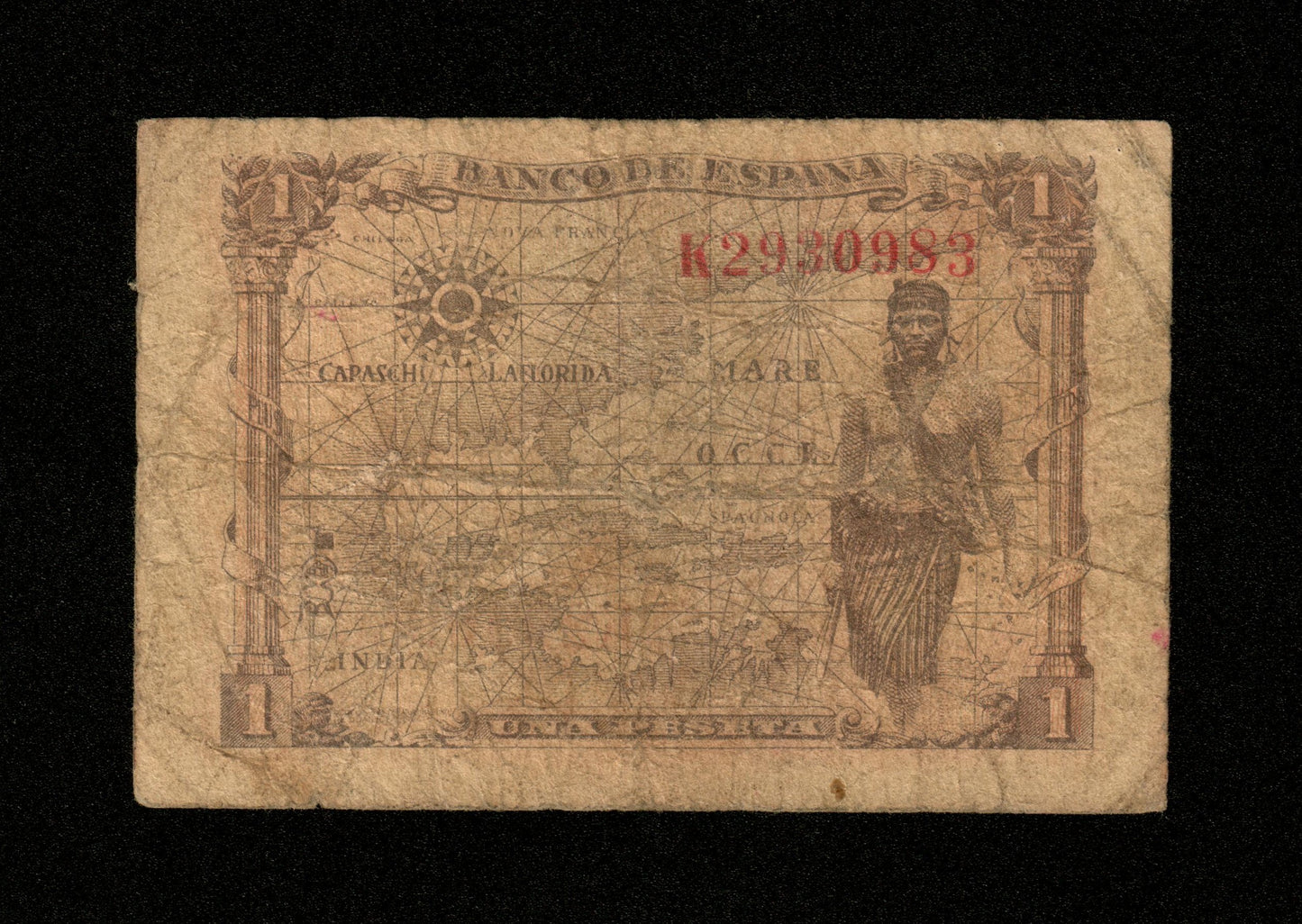 ESPAGNE - SPAIN - 1 Peseta 1945 Pick 128 B / Good