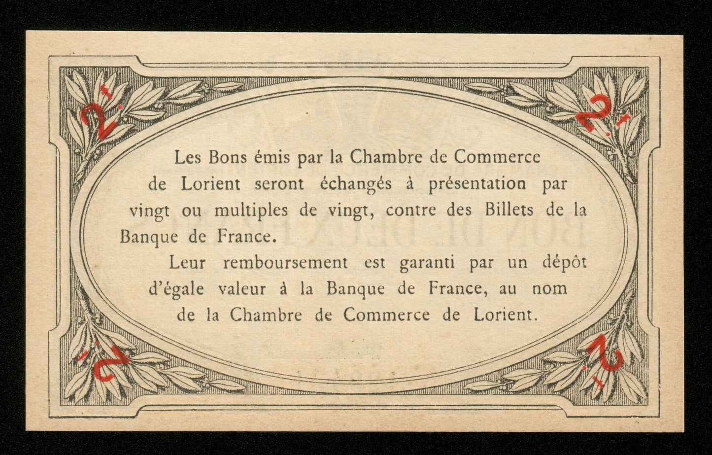 FRANCE - Chambre de Commerce de Lorient, 2 Francs 1915 JP.75.11 NEUF / UNC