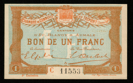 FRANCE - Chambre de Commerce du Tréport, 1 Franc 1915 JP.71.10 SPL / AU