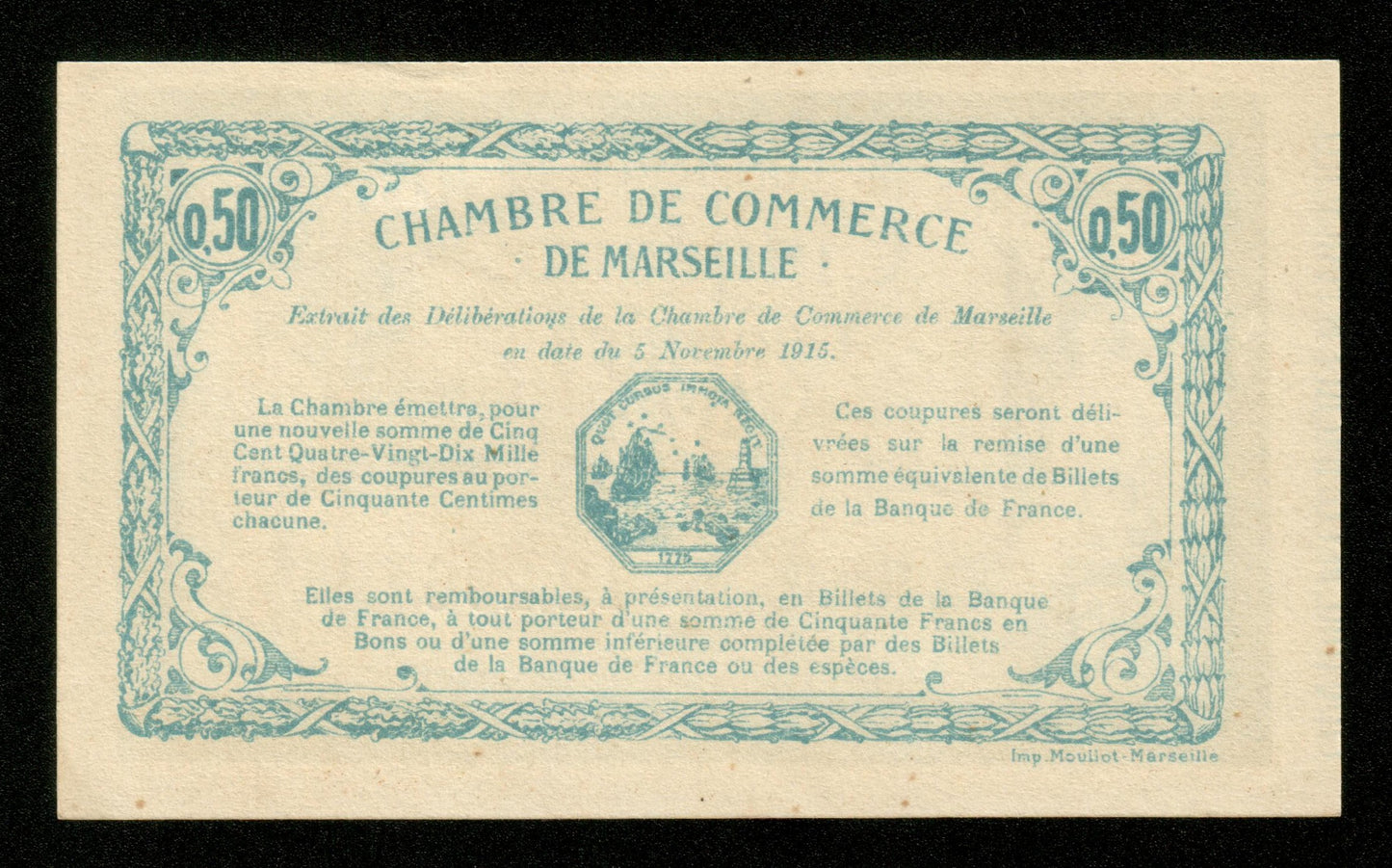 FRANCE - Chambre de Commerce de Marseille, 50 Centimes 1915 JP.79.45 pr.NEUF / UNC-