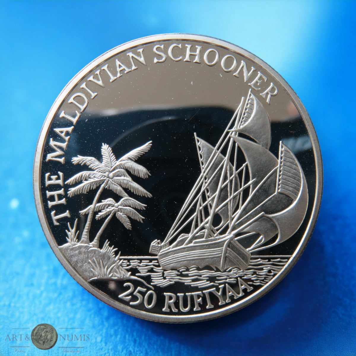 MALDIVES - 250 Rufiyaa Proof Maldivian Schooner 1990 KM.81
