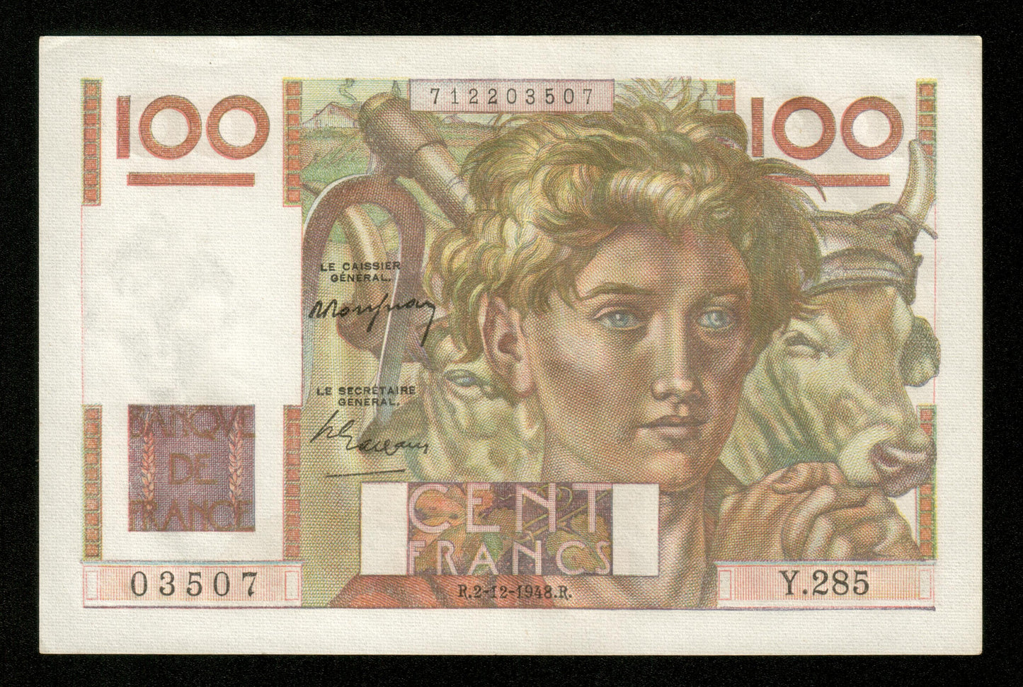 FRANCE - 100 Francs Jeune Paysan 1948 F.28.20 Pick 128b pr.SPL / AU-