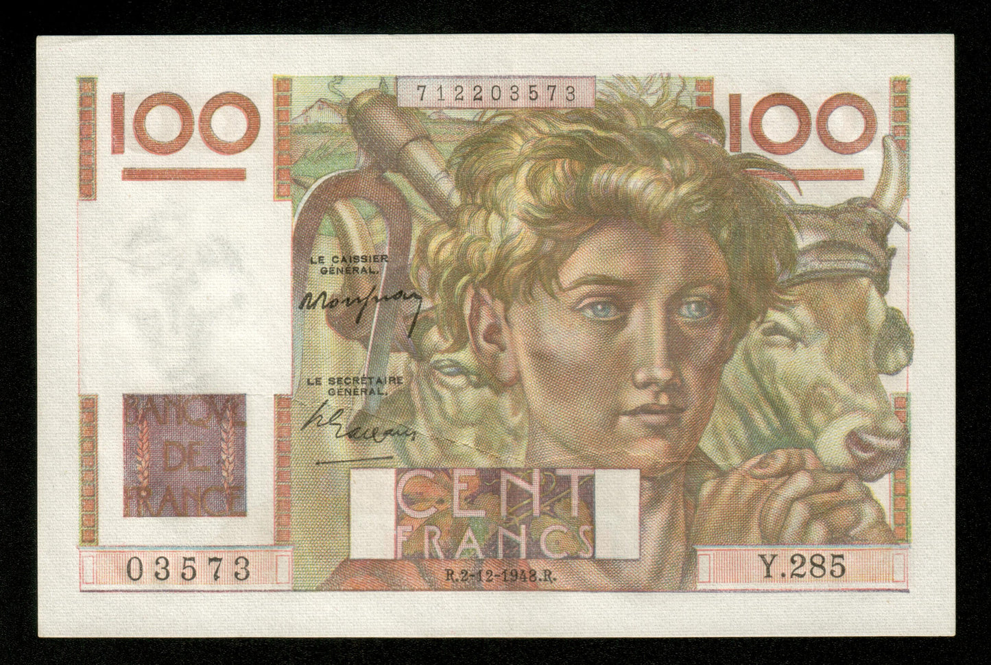 FRANCE - 100 Francs Jeune Paysan 1948 F.28.20 Pick 128b SPL / AU