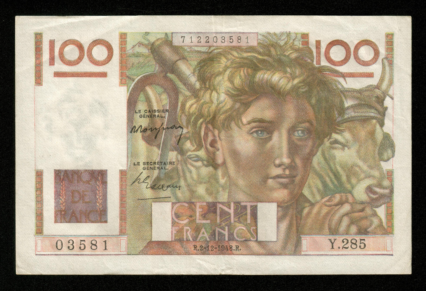 FRANCE - 100 Francs Jeune Paysan 1948 F.28.20 Pick 128b TTB / VF