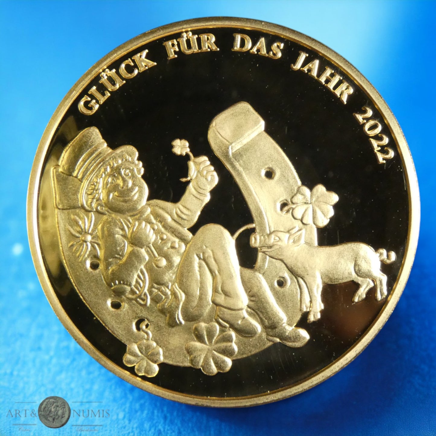 AUTRICHE - AUSTRIA - Médaille cuivre dorée "chance pour l'année 2022"