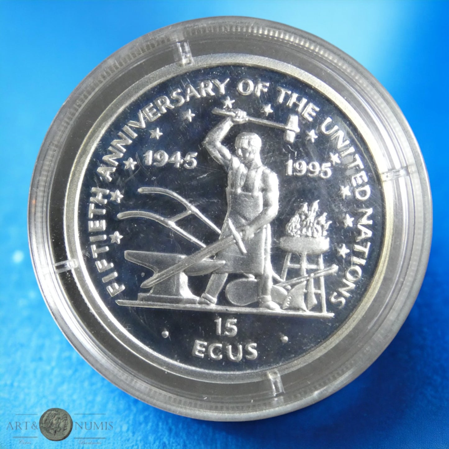 ILE DE MAN - 15 Ecus Proof Nations Unies 1995 KM.714