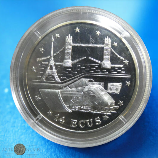 GIBRALTAR - 14 Ecus Proof Eurotunnel 1994