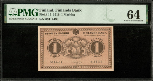 FINLANDE - 1 Markka (1916) P.19 NEUF / PMG 64