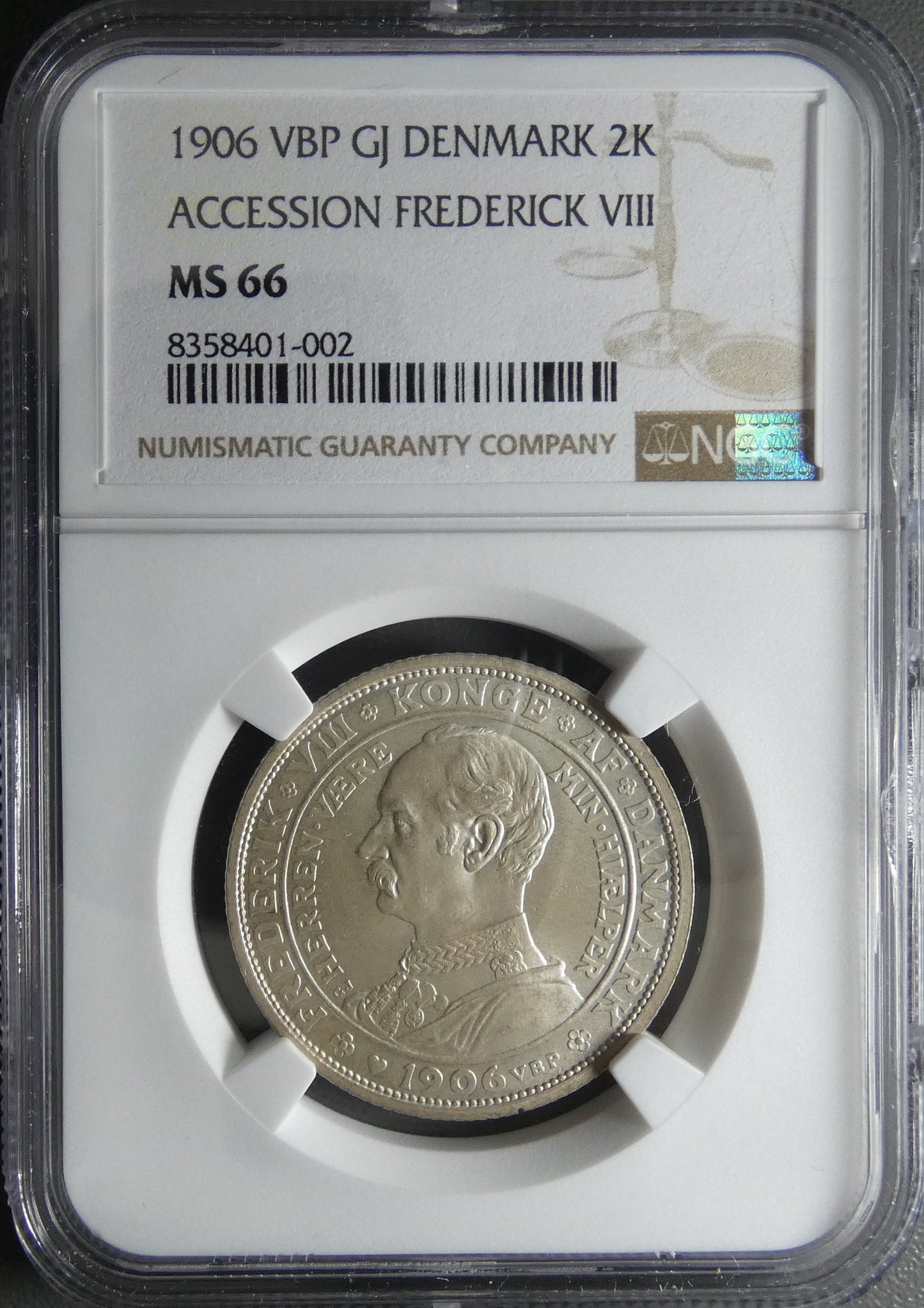 DANEMARK - 2 Kroner 1906 Mort de Christian IX KM.803 MS66