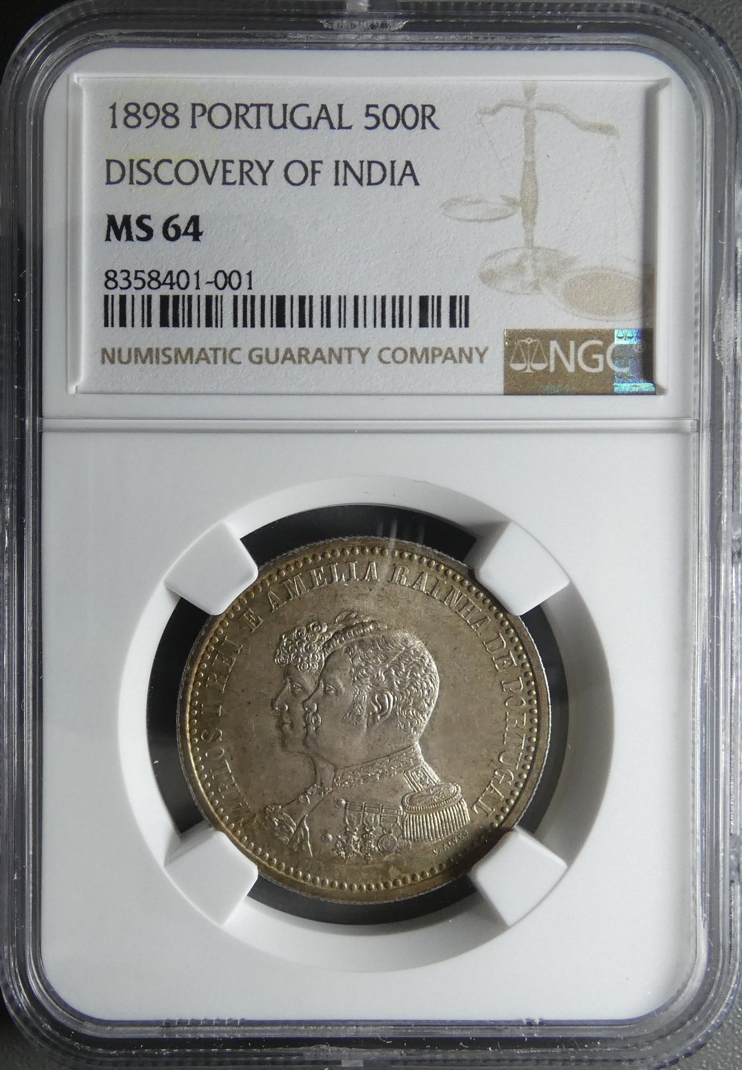 PORTUGAL - 500 Reis 1898 G.12.01 MS64