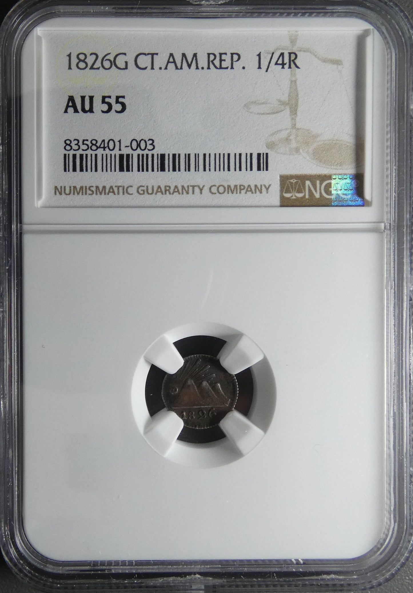 Amérique Centrale (Guatemala) - 1/4 Real 1826 KM.1 AU55