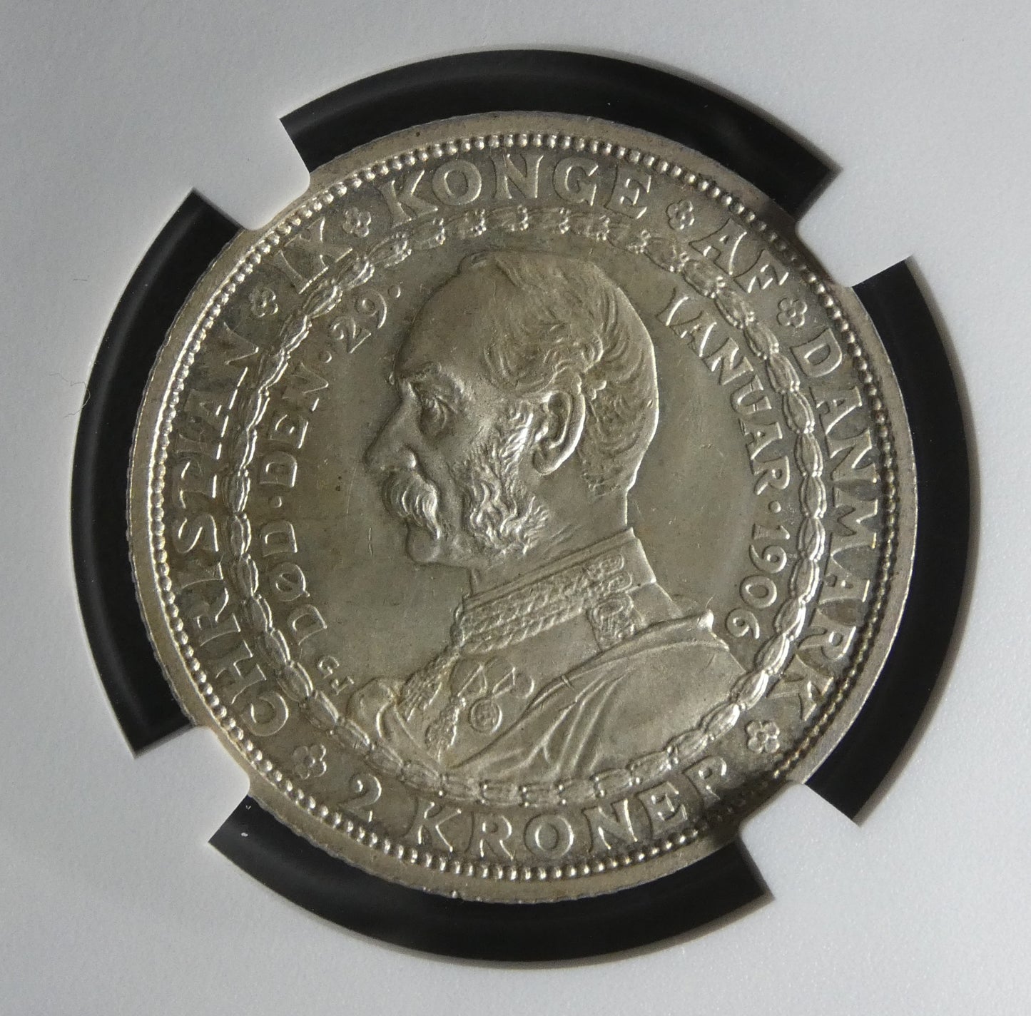 DANEMARK - 2 Kroner 1906 Mort de Christian IX KM.803 MS66