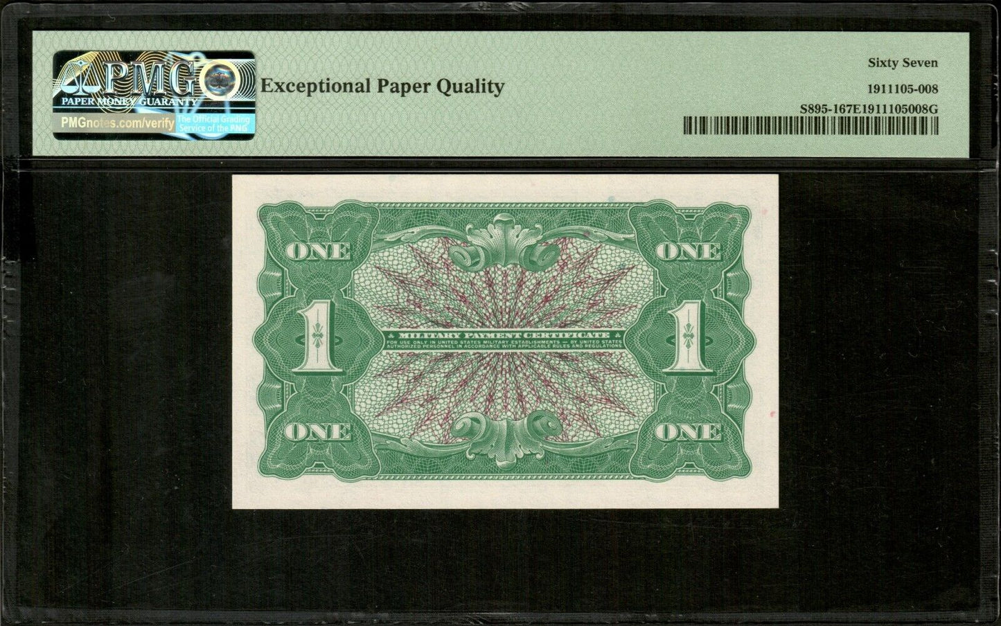 USA - $1 Military MPC (1969) Series 651 First Printing P.M72E S895-1 PMG 67 EPQ