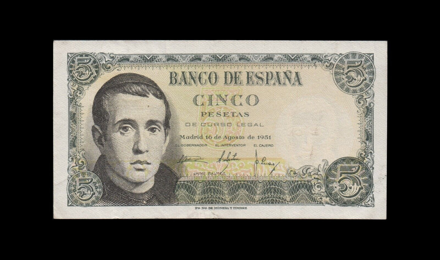 ESPAGNE - 5 Pesetas 1951 P.140a TTB+