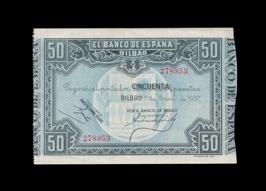 ESPAGNE - 50 Pesetas Bilbao 1937 P.S564a SUP